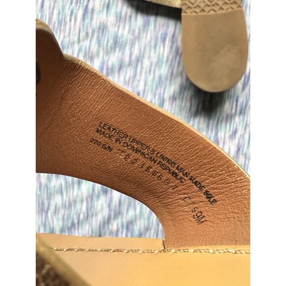 Tory Burch Louisa Metallic Gold Brown Leather Thong Sandals Slides Size 9 - Picture 3 of 7